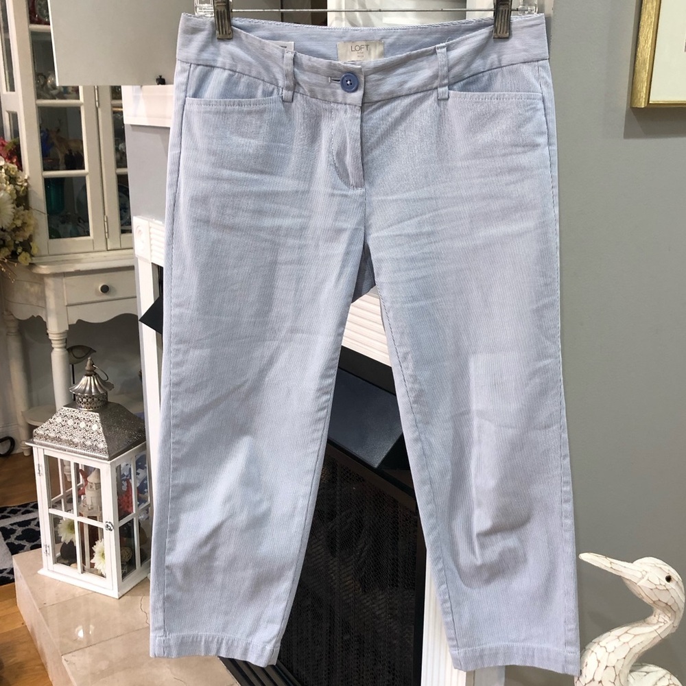 Loft Pinstripe Striped Original Cropped Capri Trouser Pants